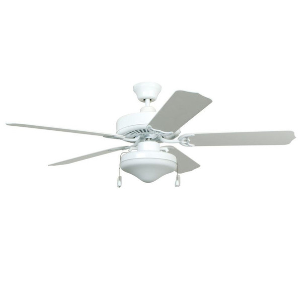 Litex Industries Outdoor 52"White Finish Ceiling Fan Includes Blades and Led Light Kit WOD52WW5L